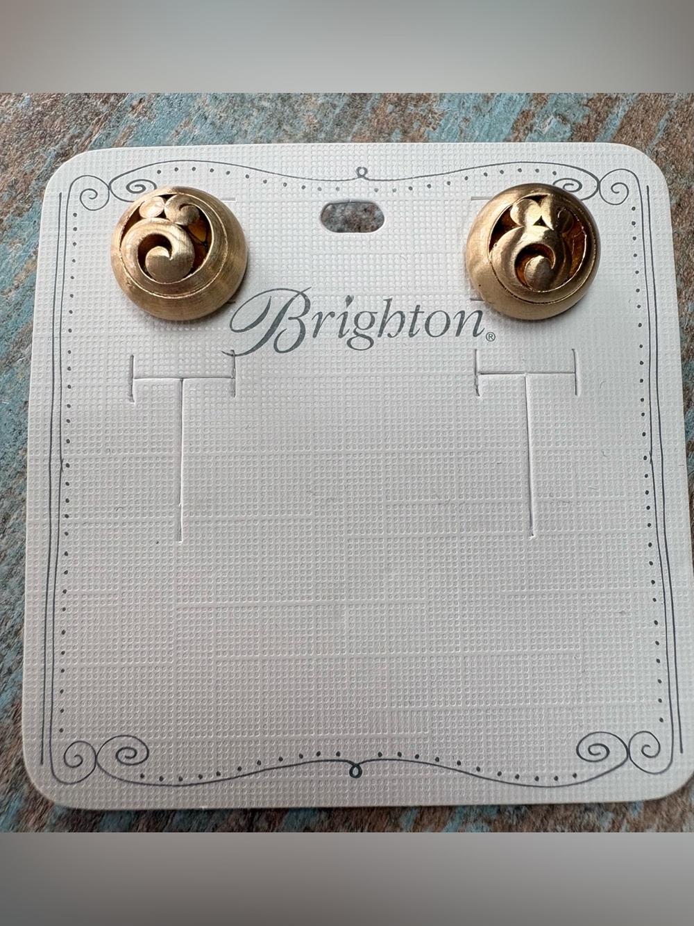 Brighton Gold Swirl Button Stud Earrings